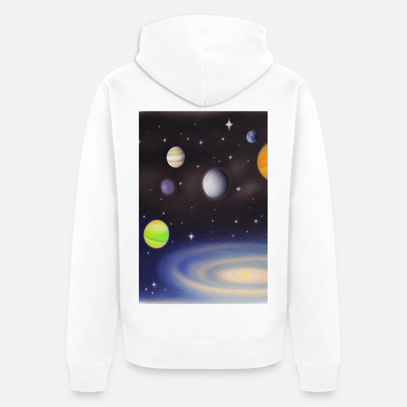 Espace et planètes - Veste à capuche bio Premium Unisexe - blanc