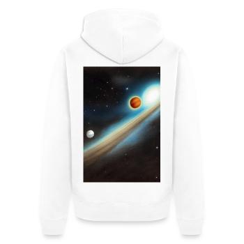 Weltall und Planeten - Unisex Premium Bio Zip Hoodie - Weiß - Hinten - Thijin (182cm)