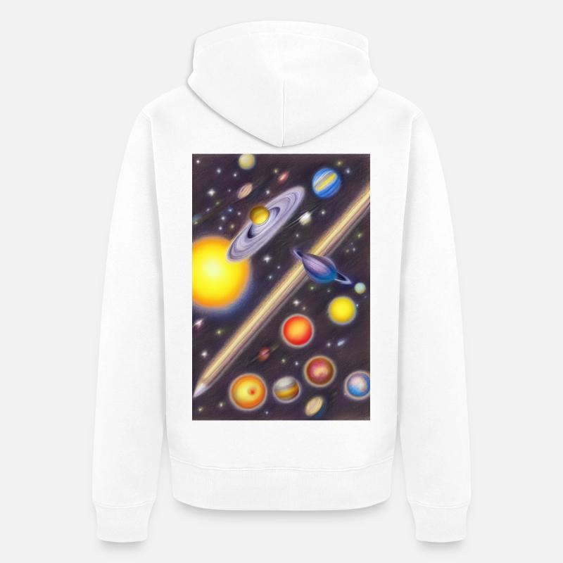 Espace et planètes - Veste à capuche bio Premium Unisexe - blanc