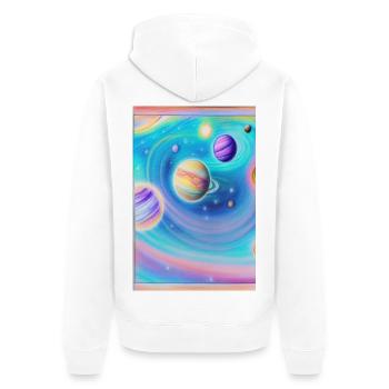 Weltall und Planeten - Unisex Premium Bio Zip Hoodie - Weiß - Hinten - Thijin (182cm)
