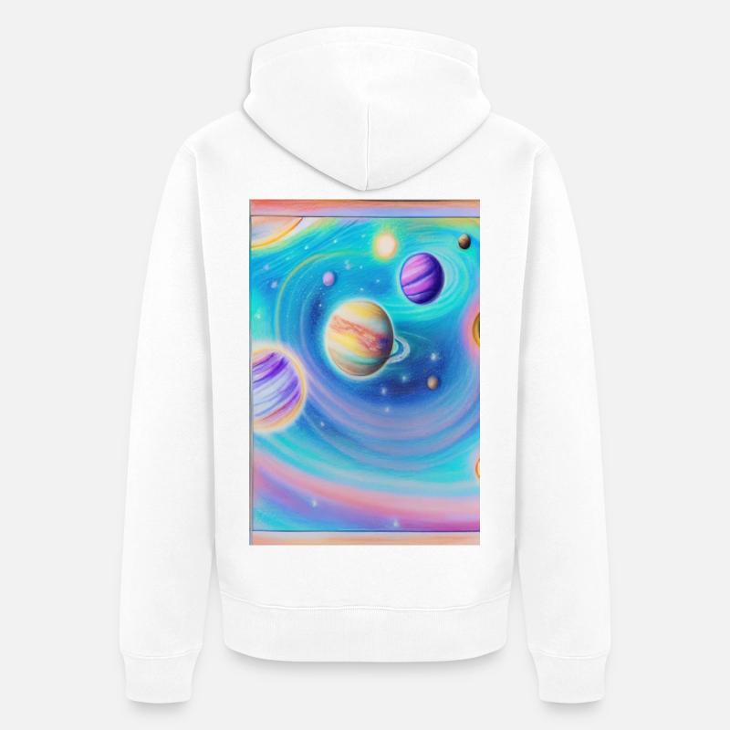 Espace et planètes - Veste à capuche bio Premium Unisexe - blanc