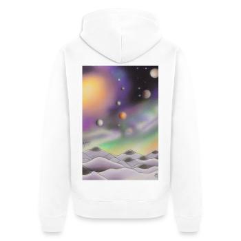 Weltall und Planeten - Unisex Premium Bio Zip Hoodie - Weiß - Hinten - Thijin (182cm)