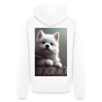 Hund - Unisex Premium Bio Zip Hoodie - Weiß - Hinten - Thijin (182cm)