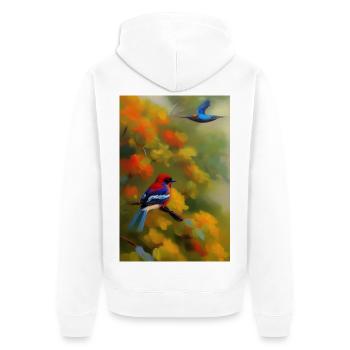 Bird on branch - Unisex Premium Organic Zip Hoodie - white - Back - Thijin (182cm)