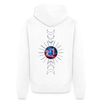 Wunderbare blaue Katze. - Unisex Premium Bio Zip Hoodie - Weiß - Hinten - Thijin (182cm)