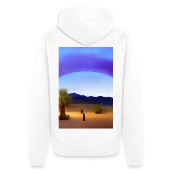 Arabische Wüste - Unisex Premium Bio Zip Hoodie - Weiß - Hinten - Thijin (182cm)