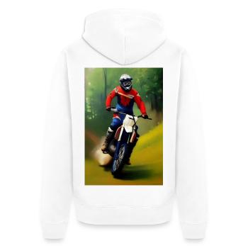 Motocross Riding - Unisex Premium Organic Zip Hoodie - white - Back - Thijin (182cm)