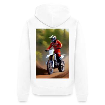 Motocross Riding - Unisex Premium Organic Zip Hoodie - white - Back - Thijin (182cm)