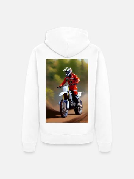 Motocross Riding - Unisex Premium Organic Zip Hoodie - white