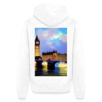 Bridges in London - Unisex Premium Organic Zip Hoodie - white - Back - Thijin (182cm)