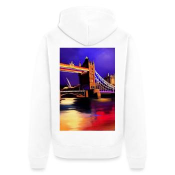 Bridges in London - Unisex Premium Organic Zip Hoodie - white - Back - Thijin (182cm)
