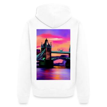 Bridges in London - Unisex Premium Organic Zip Hoodie - white - Back - Thijin (182cm)