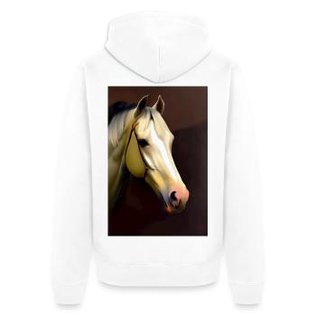 Peinture à l’huile de tête de cheval - Veste à capuche bio Premium Unisexe - blanc - Dos - Thijin (182cm)