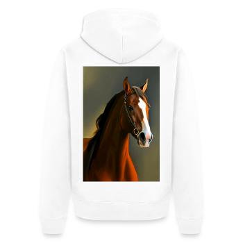 Peinture à l’huile de tête de cheval - Veste à capuche bio Premium Unisexe - blanc - Dos - Thijin (182cm)