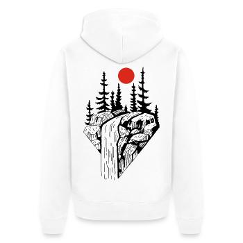 The black waterfall and the red sun - Unisex Premium Organic Zip Hoodie - white - Back - Thijin (182cm)
