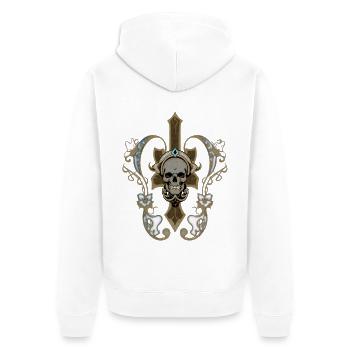 Incroyable crâne doré avec des fleurs. - Veste à capuche bio Premium Unisexe - blanc - Dos - Thijin (182cm)