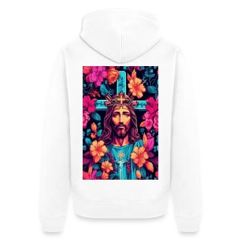 Jesus Christus - Unisex Premium Bio Zip Hoodie - Weiß - Hinten - Thijin (182cm)