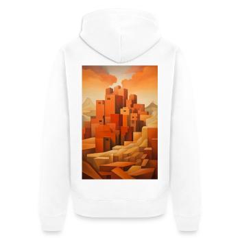 Wüstenlandschaft, Wüstendorf - Unisex Premium Bio Zip Hoodie - Weiß - Hinten - Thijin (182cm)