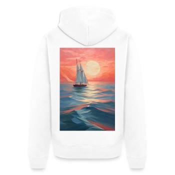 Maritime Landschaft im geometrischen Stil - Unisex Premium Bio Zip Hoodie - Weiß - Hinten - Thijin (182cm)