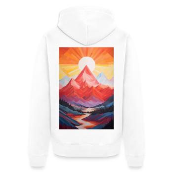 Berglandschaft mit Sonnenuntergang - Unisex Premium Bio Zip Hoodie - Weiß - Hinten - Thijin (182cm)