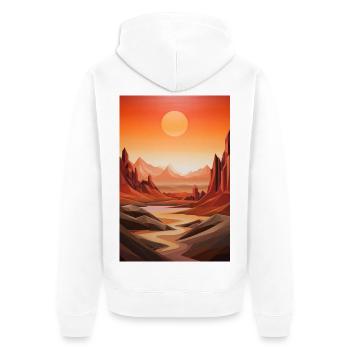 Wüstenlandschaft mit Sonnenuntergang - Unisex Premium Bio Zip Hoodie - Weiß - Hinten - Thijin (182cm)