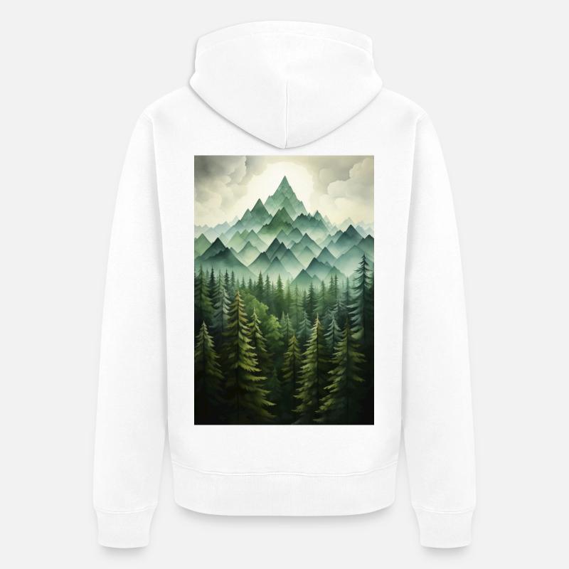 Paysage de Forêt - Veste à capuche bio Premium Unisexe - blanc
