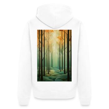 Waldlandschaft im geometrischen Stil - Unisex Premium Bio Zip Hoodie - Weiß - Hinten - Thijin (182cm)