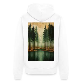 Waldlandschaft im geometrischen Stil - Unisex Premium Bio Zip Hoodie - Weiß - Hinten - Thijin (182cm)