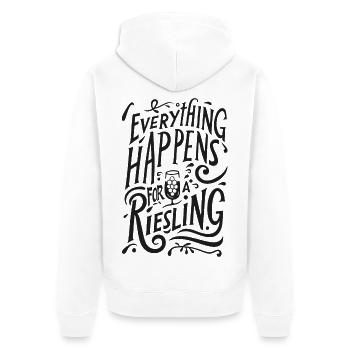 everything happens for a riesling! - Unisex Premium Bio Zip Hoodie - Weiß - Hinten - Thijin (182cm)