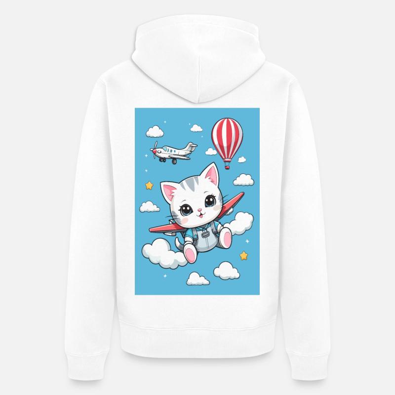 Chat volant mignon - Veste à capuche bio Premium Unisexe - blanc