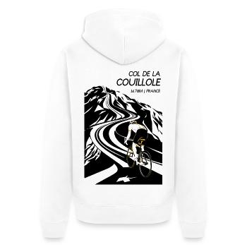Ascent of the Col de la Couillole - Unisex Premium Organic Zip Hoodie - white - Back - Thijin (182cm)