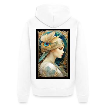 Art Nuovaeu Femenine Portrait sensuel - Veste à capuche bio Premium Unisexe - blanc - Dos - Thijin (182cm)