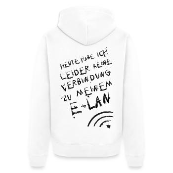 leider habe ich leider keinen elan - Unisex Premium Bio Zip Hoodie - Weiß - Hinten - Thijin (182cm)