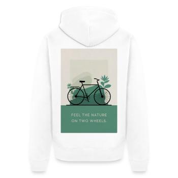 Feel the Nature on Two Wheels - Unisex Premium Organic Zip Hoodie - white - Back - Thijin (182cm)