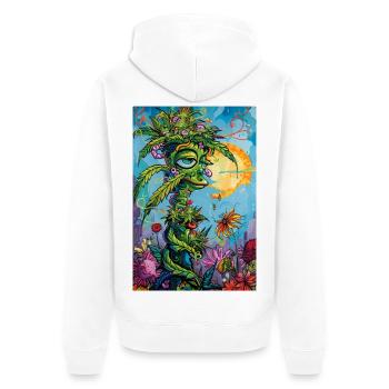 Pflanzengeist im Sonnenkleid - Unisex Premium Bio Zip Hoodie - Weiß - Hinten - Thijin (182cm)