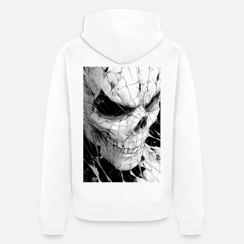 Skull Net Sort & Hvid - Premium økologisk unisex-hættejakke - hvid
