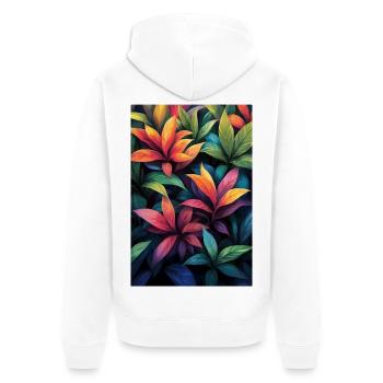 Motif de feuilles tropicales néon - Veste à capuche bio Premium Unisexe - blanc - Dos - Thijin (182cm)