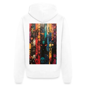 Farbige Schädel-Panel-Kunst - Unisex Premium Bio Zip Hoodie - Weiß - Hinten - Thijin (182cm)