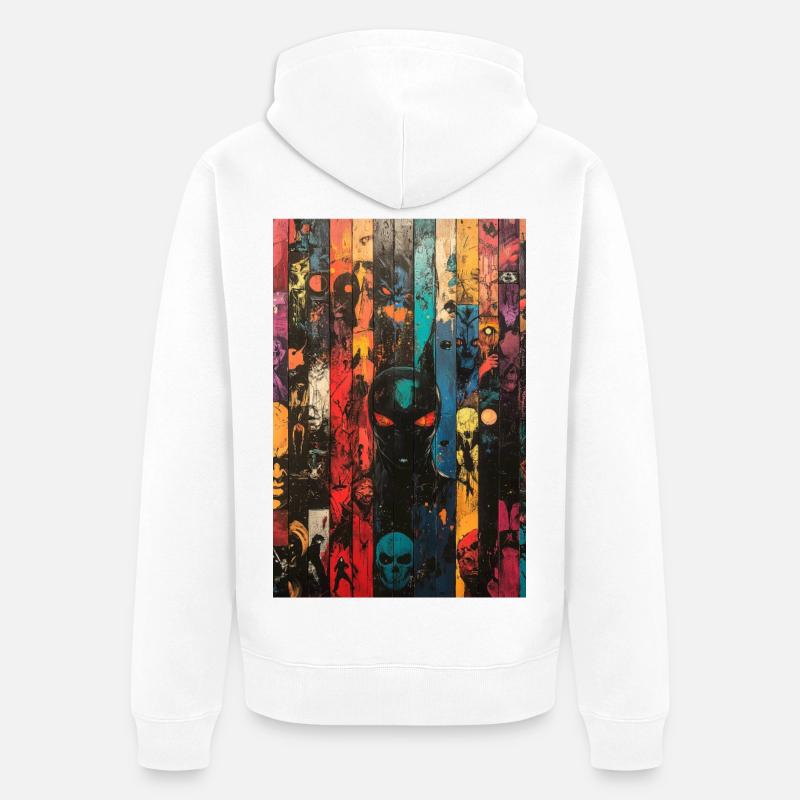 Illustration de panneau de crâne coloré - Veste à capuche bio Premium Unisexe - blanc