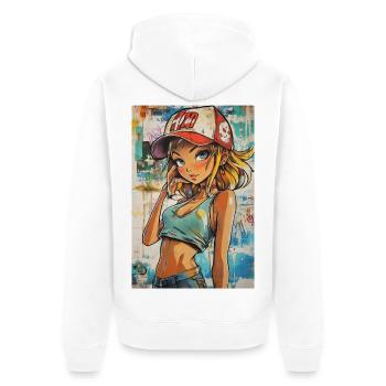 Graffiti Animegirl - Unisex Premium Bio Zip Hoodie - Weiß - Hinten - Thijin (182cm)