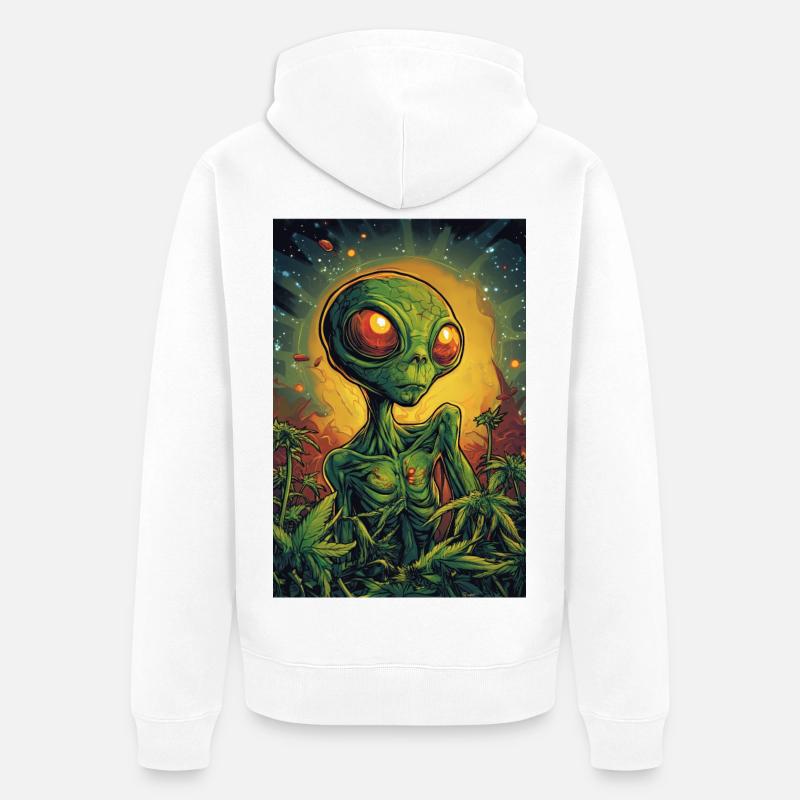 Œil néon extraterrestre de la jungle - Veste à capuche bio Premium Unisexe - blanc
