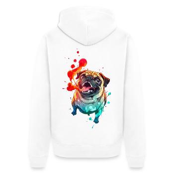 Crazy Anime Pug - Unisex Premium Organic Zip Hoodie - white - Back - Thijin (182cm)
