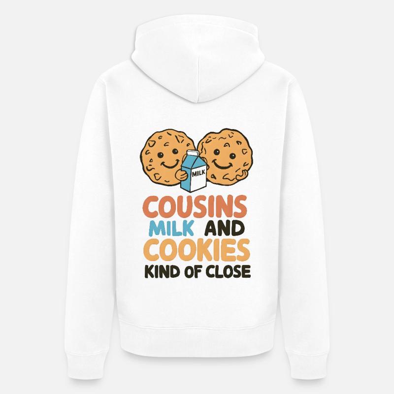 Lait et biscuits Cousins - Veste à capuche bio Premium Unisexe - blanc