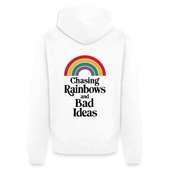 Chasing Rainbows and Bad Ideas - Unisex Premium Bio Zip Hoodie - Weiß - Hinten - Thijin (182cm)