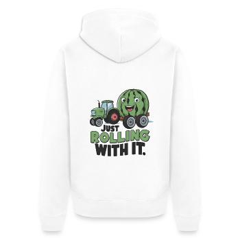 Just Rolling With It - Unisex Premium Organic Zip Hoodie - white - Back - Thijin (182cm)