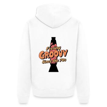 Feeling Groovy - Since The 70s - Unisex Premium Organic Zip Hoodie - white - Back - Thijin (182cm)