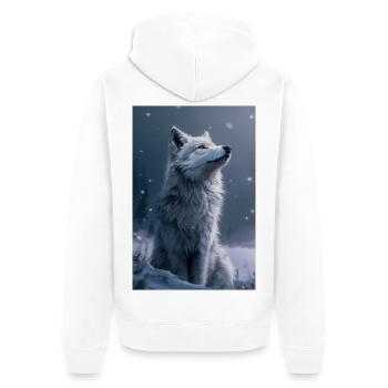 Poster Illustration de Loup Blanc - Veste à capuche bio Premium Unisexe - blanc - Dos - Thijin (182cm)