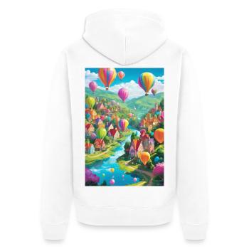 Panorama du village de ballons - Veste à capuche bio Premium Unisexe - blanc - Dos - Thijin (182cm)