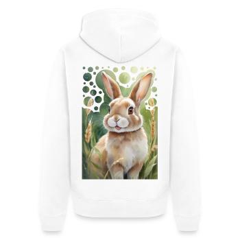 Cuddly Bunny on the Meadow Modern Style Painting - Unisex Premium Organic Zip Hoodie - white - Back - Thijin (182cm)