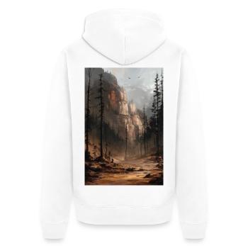 Mountain Landscape Illustration Poster - Unisex Premium Organic Zip Hoodie - white - Back - Thijin (182cm)